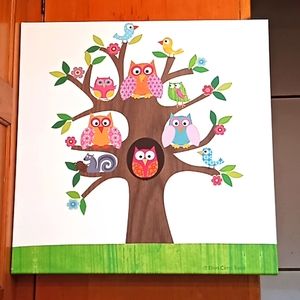 Stupell Industries Owls, Birds And Squirrel In A Tree. Ellen Crimi-Trent. Canvas